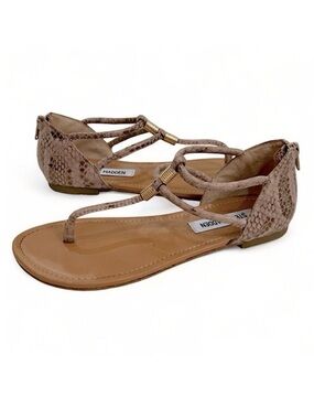 Steve Madden Light Brown and Gold Toned Rantt Sandals Size 6.5